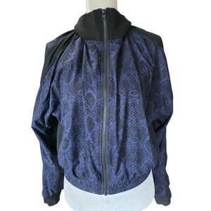 Athleta Jacket Full Zip Snakeskin Print Black Blue Athletic Women's